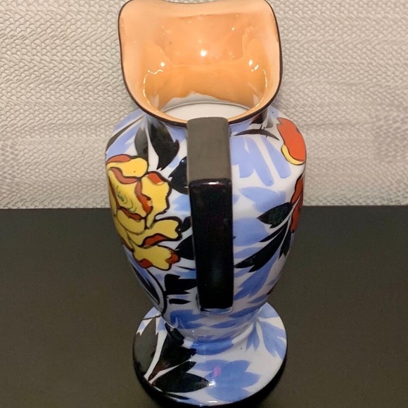 Vintage Hand Painted Made in Japan Lusterware Floral Vase.  Opalescent Rimmed - Picture 3 of 10